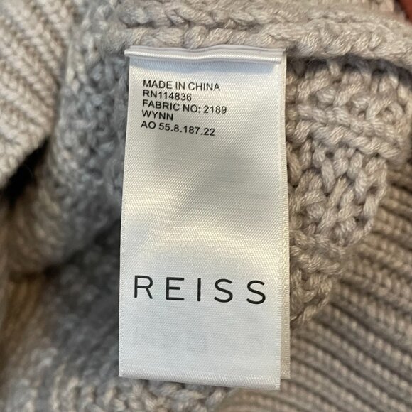 New Reiss Wynn High-Neck Cable Knit Jumper Sweater Slate Grey XS​ $255 - Picture 7 of 9